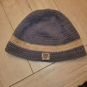 Polo by Ralph Lauren Blue and Cream Knit Hat